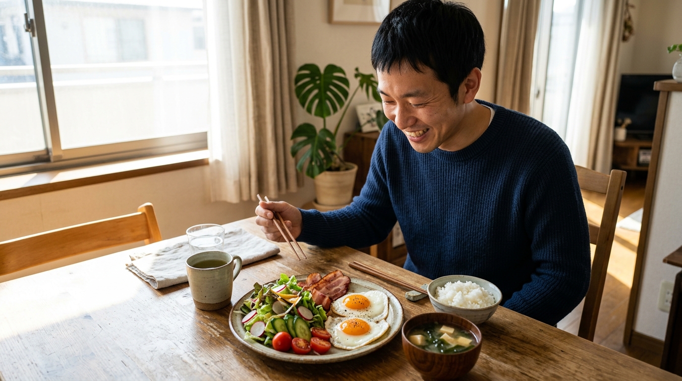 栄養満点の豪華な朝食